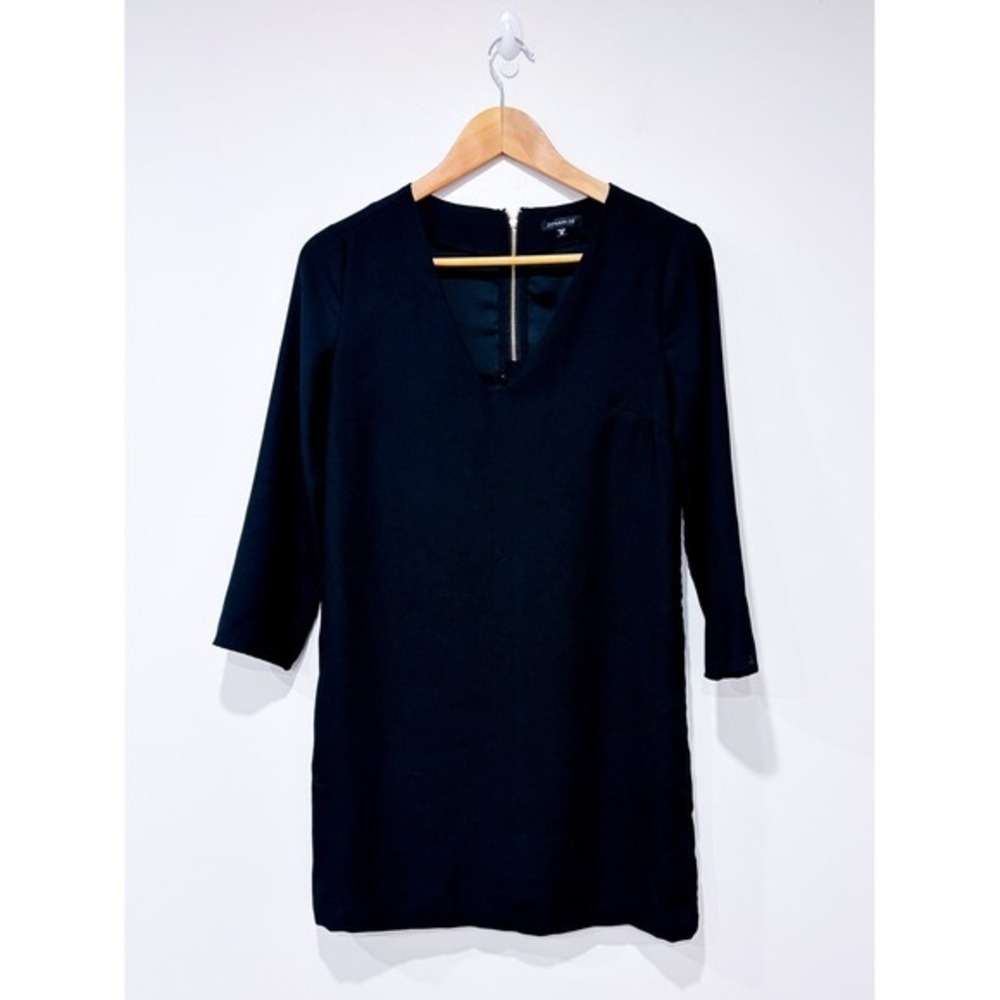 DYNAMITE Black V-Neck Three Quarter Sleeve Shift Mini‎ Dress X-Small